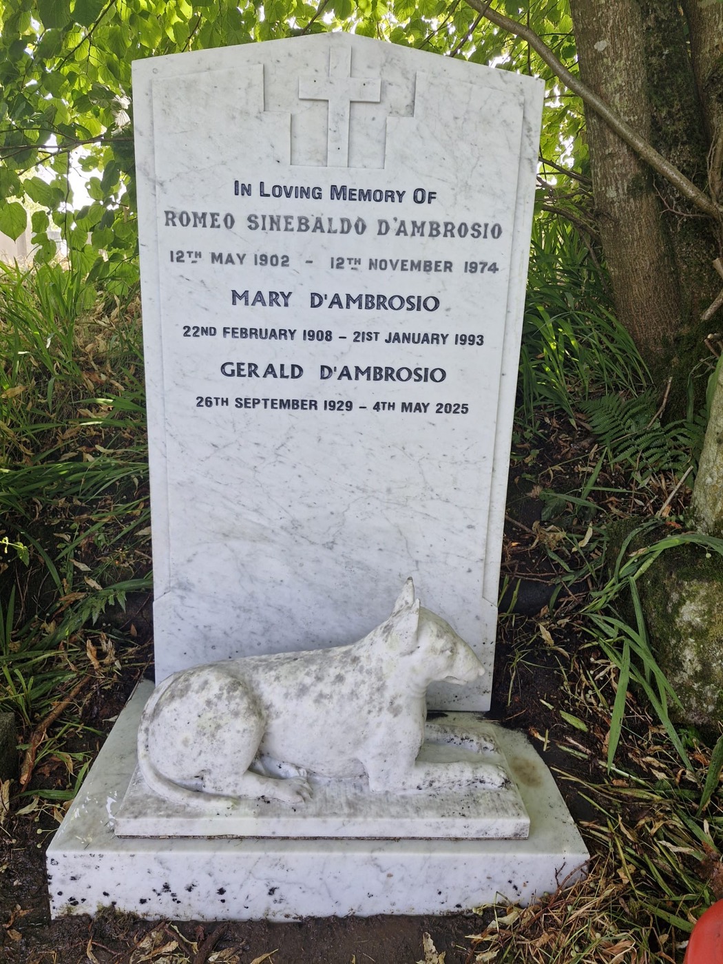 A family headstone after professional cleaning and restoration
